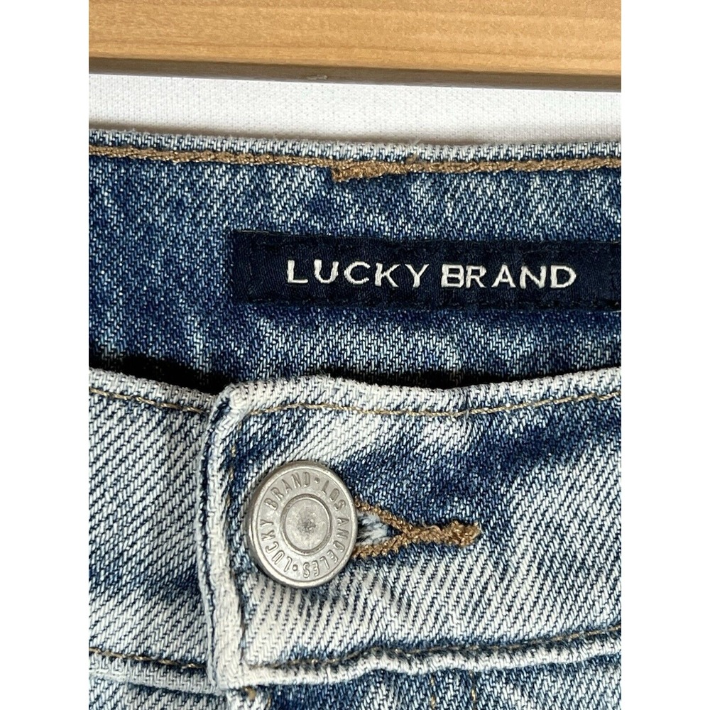 Lucky Brand Drew Mom Jeans Womens 8 29 Blue Denim High Rise Embroidered Retro - Picture 9 of 16